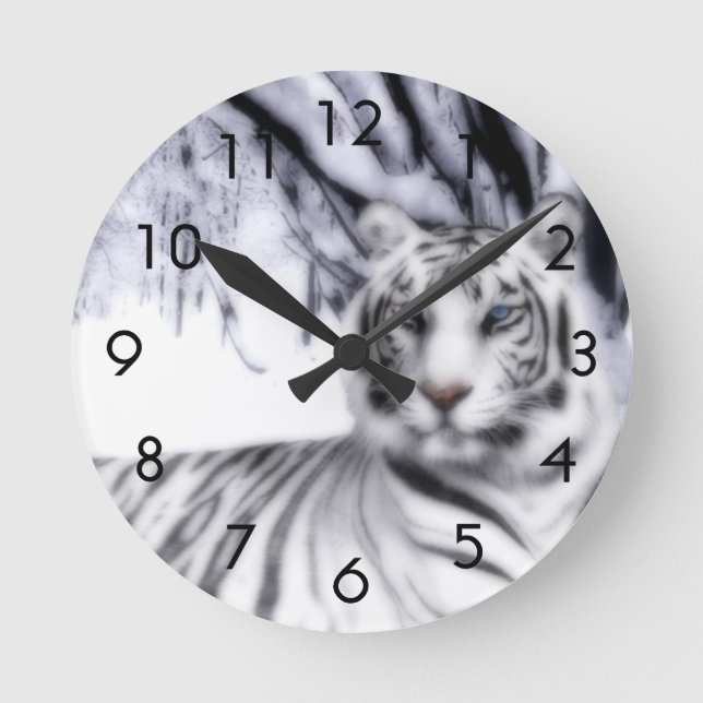 WhiteTiger Round Clock (Front)