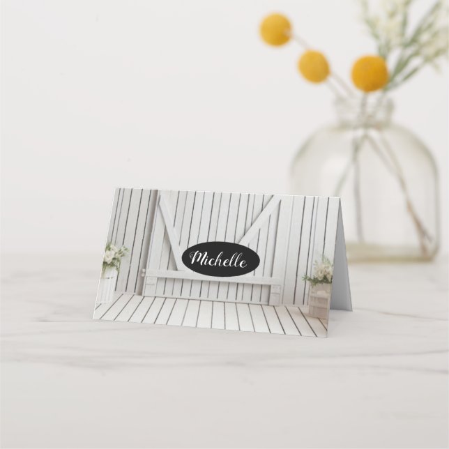 Whitewash Farmhouse Minimalist Table Place Card (Front)