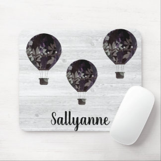 WHITEWASH RUSTIC HOT AIR BALLOON CUSTOMIZABLE MOUSE PAD