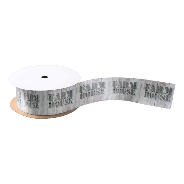 whitewashed  barn wood western country farmhouse satin ribbon (Spool)