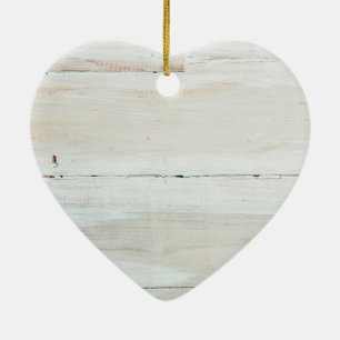 Whitewashed Barn Wood White Woodgrain Ceramic Ornament