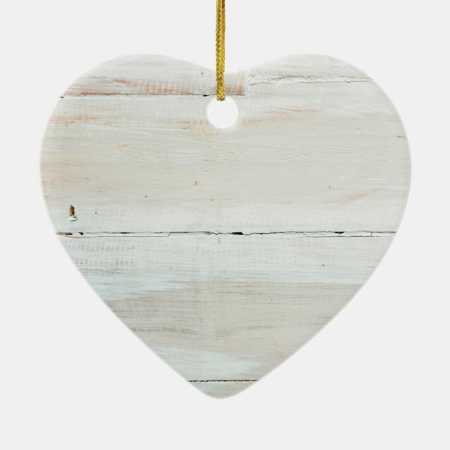 Whitewashed Barn Wood White Woodgrain Ceramic Ornament (Back)
