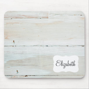 whitewashed Barn Wood White Woodgrain Mouse Pad