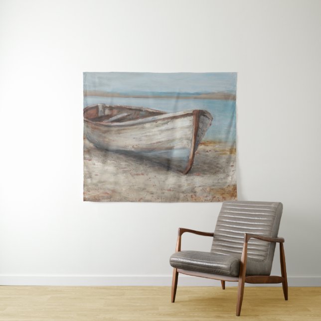 Whitewashed Boat on the Shore Tapestry (In Situ (Horizontal))