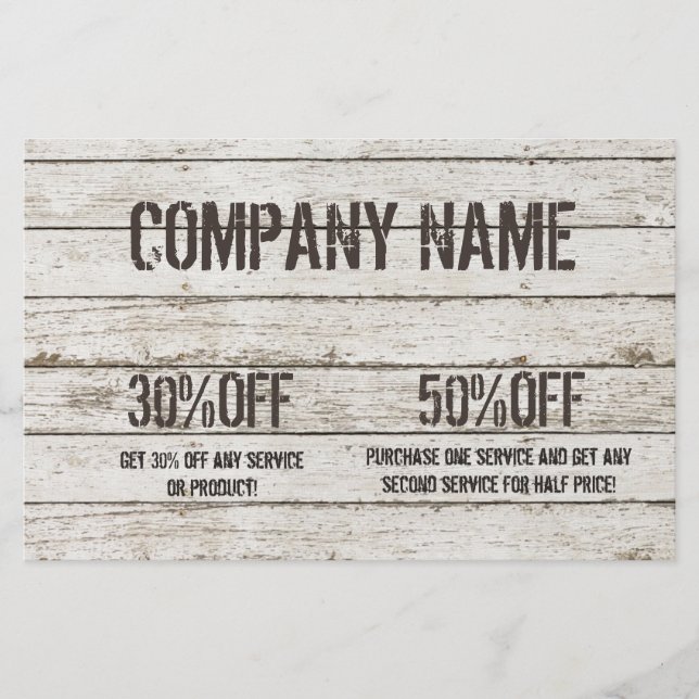 Whitewashed Wood Carpentry handyman construction Flyer (Front)