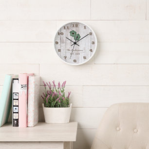 Whitewashed Wood Shabby Chic Personalized Clock