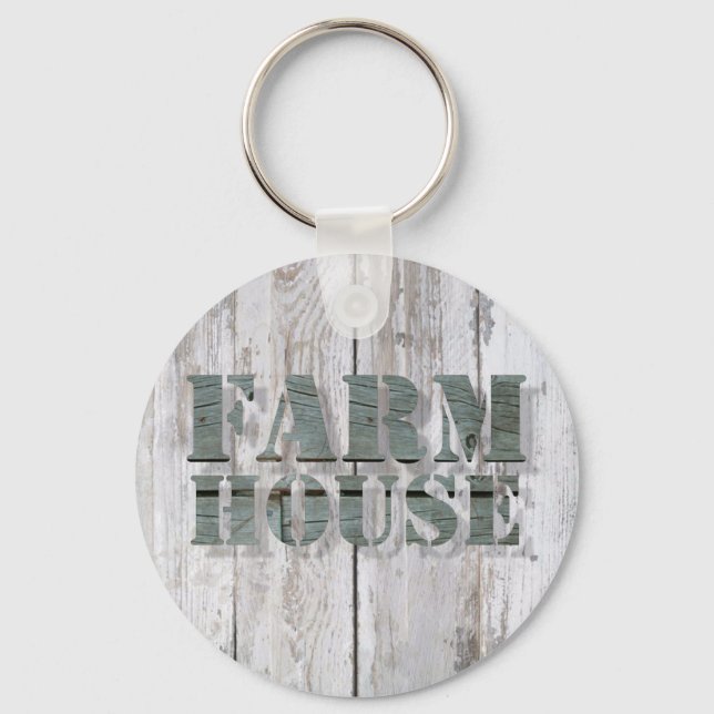 whitewashed wood western country farmhouse keychain (Front)