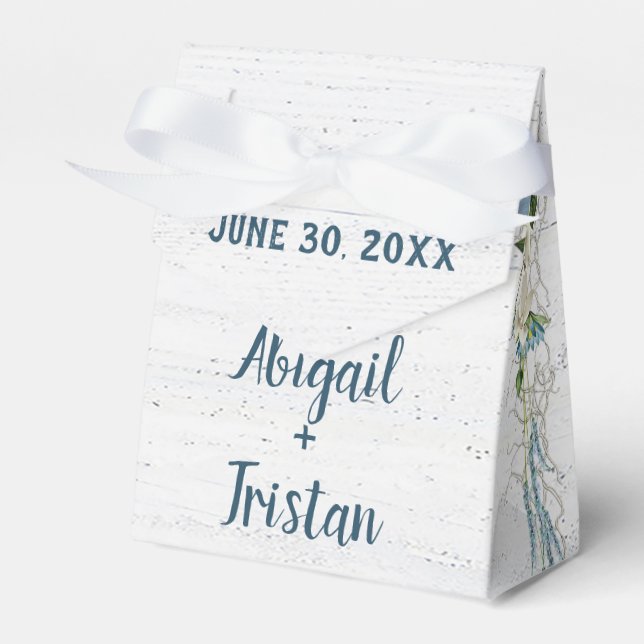 Whitewashed Wood with Wedding Flowers Favor Box (Front Side)