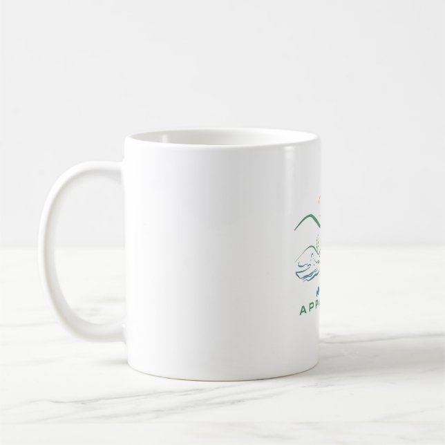 Whitewater Appalachia Watercolor Text Coffee Mug (Left)