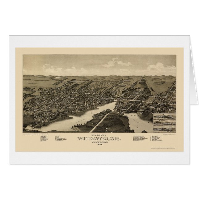 Whitewater, carte panoramique de WI - 1885 (Devant horizontal)