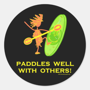 Whitewater Kayak - Paddles Well With Others 2 Classic Round Sticker