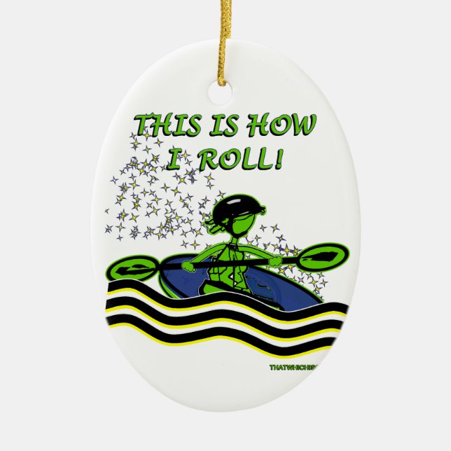 Whitewater Kayak Roll Ceramic Ornament (Front)