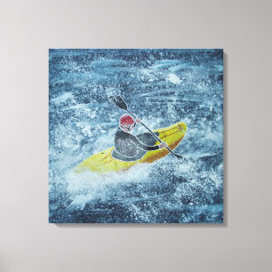 Whitewater kayaking painting canvas print