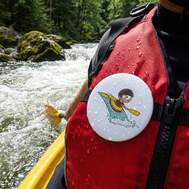 Whitewater Rafting Adventure with Scared Boy  3 Inch Round Button (Creator Uploaded)