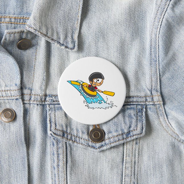 Whitewater Rafting Adventure with Scared Boy  3 Inch Round Button (Creator Uploaded)
