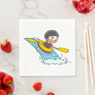 Whitewater Rafting Adventure with Scared Boy Napkin