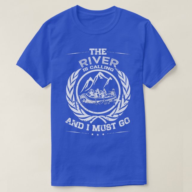 Whitewater Rafting Distressed River Raft  T-Shirt (Design Front)