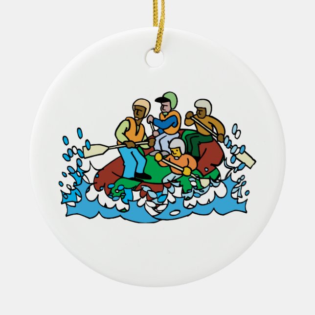 whitewater rafting trip graphic ceramic ornament (Front)