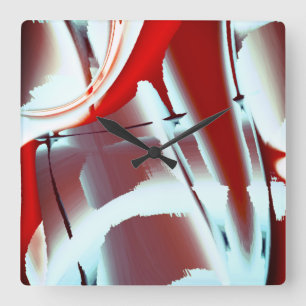 Whitish to red cropped digital paint magnification square wall clock