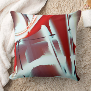 Whitish to red cropped digital paint magnification throw pillow
