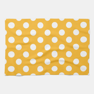 Whitle polka dots on yellow kitchen towel