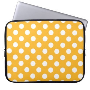 Whitle polka dots on yellow laptop sleeve