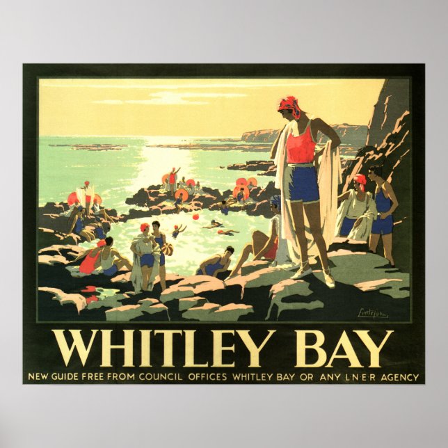 WHITLEY BAY ENGLAND Britain LNER Vintage Railway Poster (Front)