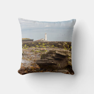 Whitley Bay lighthouse  Throw Pillow