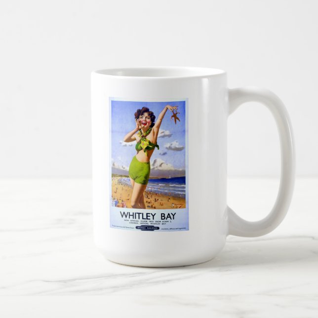 Whitley Bay Vintage Ad Coffee Mug (Right)
