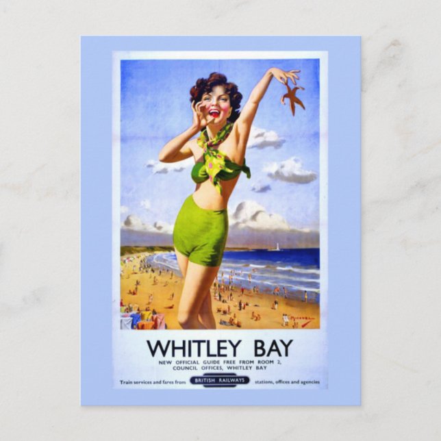 Whitley Bay Vintage Ad Postcard (Front)