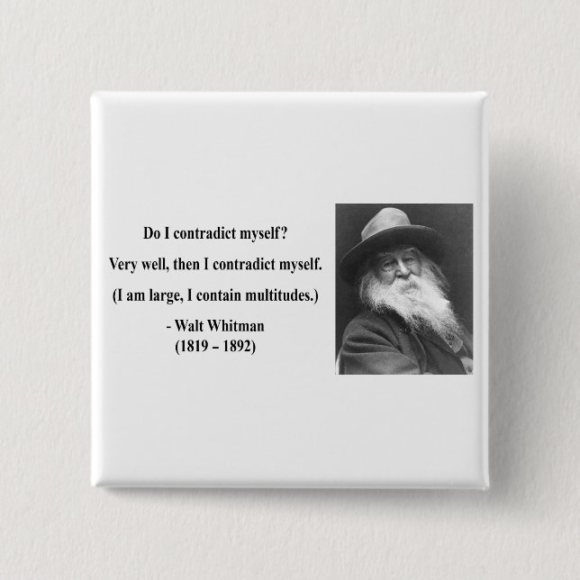 Whitman Quote 6b 2 Inch Square Button (Front)