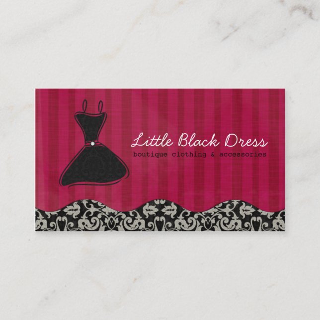 Whitney Black and Red Damask Chic Business Card (Front)