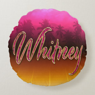 Whitney Vorname Name golden pink Kissen Round Pillow