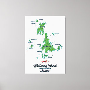 Whitsunday Islands Australia map poster Canvas Print