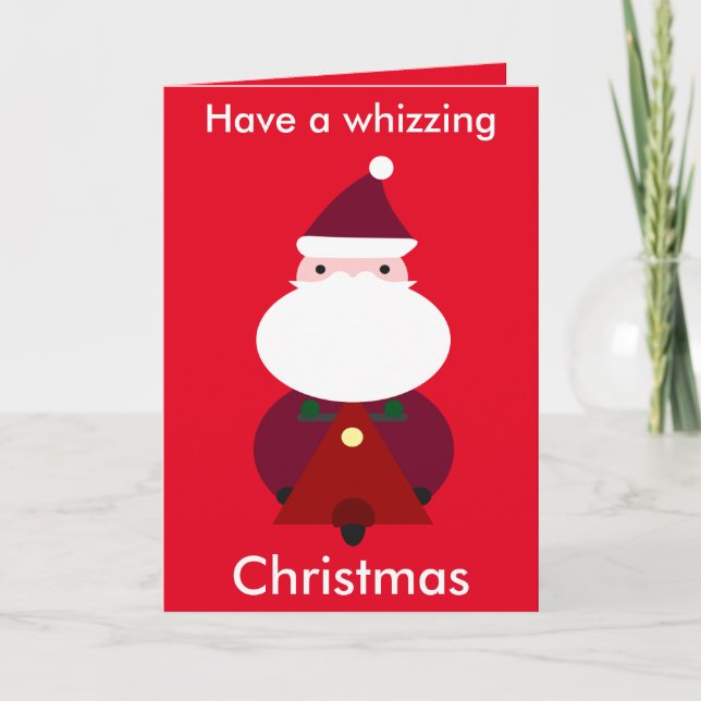 Whizzing Christmas - Santa on Scooter Xmas Card (Front)