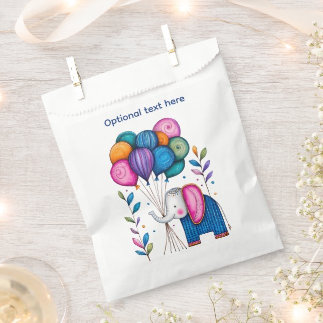 WHMSICAL ELEPHANT BALLOONS FAVOUR BAG (Clipped)