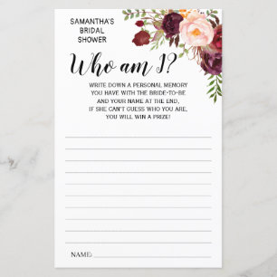 Who am I? bridal shower english spanish game