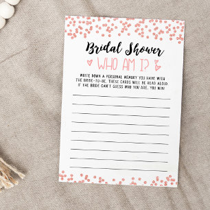 Who am I Bridal Shower or Hen Party game Card