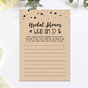 Who am I Bridal Shower or Hen Party game Card