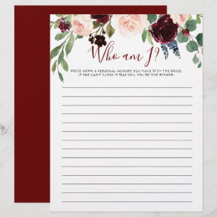 Who Am I Floral Bridal Shower Game