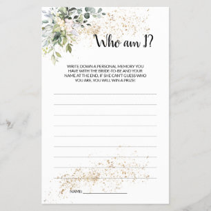 Who am I Herbal Bridal Shower Game Card Flyer