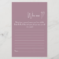 Who Am I? Shower Game Flyer