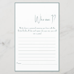 Who Am I? Shower Game Flyer