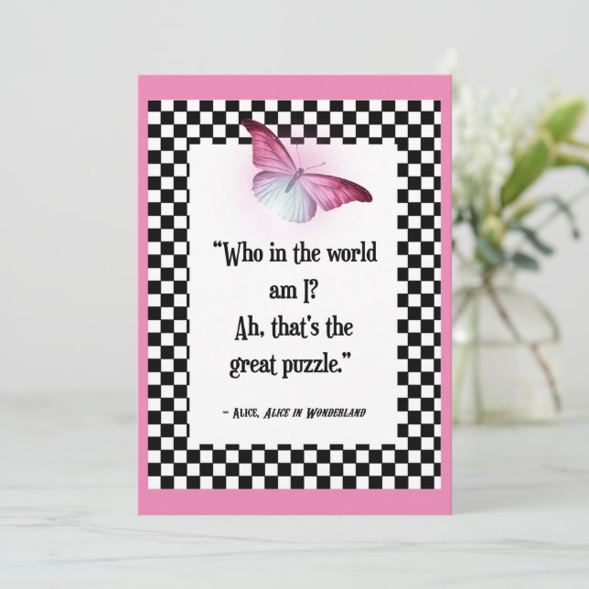 Who Am I? Wonderland Alice Quote  Card (Standing Front)