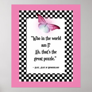 Who Am I? Wonderland Alice Quote Poster