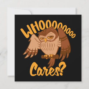 Who Cares Funny Carefree Cartoon Owl Drawing Holiday Card