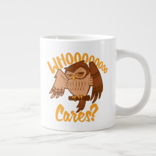 Who Cares Funny Carefree Cartoon Owl Drawing Large Coffee Mug