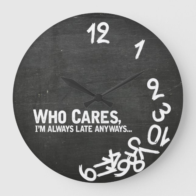 Who cares, I'm always late anyway... Large Clock (Front)