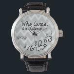 Who cares, I'm Retired! - eatlovepray logo Watch<br><div class="desc">Beautiful Grey and White Chevron Pattern Who Cares,  I'm Retired watches!   Funny watches for retiree.. Includes our eatlovepray logo. (can be removed upon request). Custom design accepted. Contact me for additional info. 

 Custom design request accepted. Click the 'ask the designer link" below.</div>