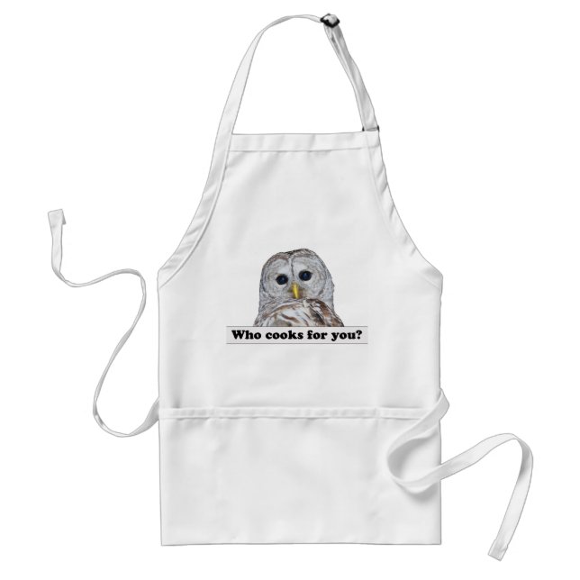 "Who Cooks for You?" Barred Owl Apron (Front)